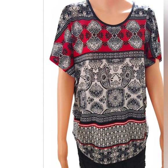 Lavish Tops - Lavish Red and Black Patterned Blouse